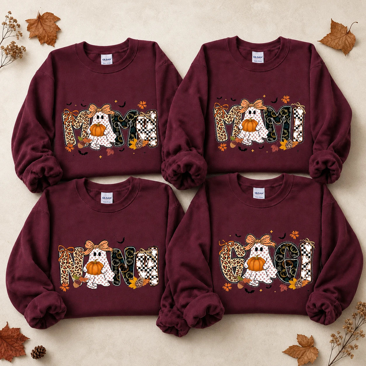 Mama Mimi Nana Gigi Halloween Sweatshirt, Ghost Pumpkin Fall Family Nickname Crewneck