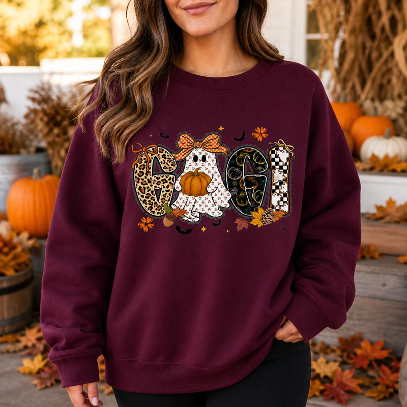 Mama Mimi Nana Gigi Halloween Sweatshirt, Ghost Pumpkin Fall Family Nickname Crewneck