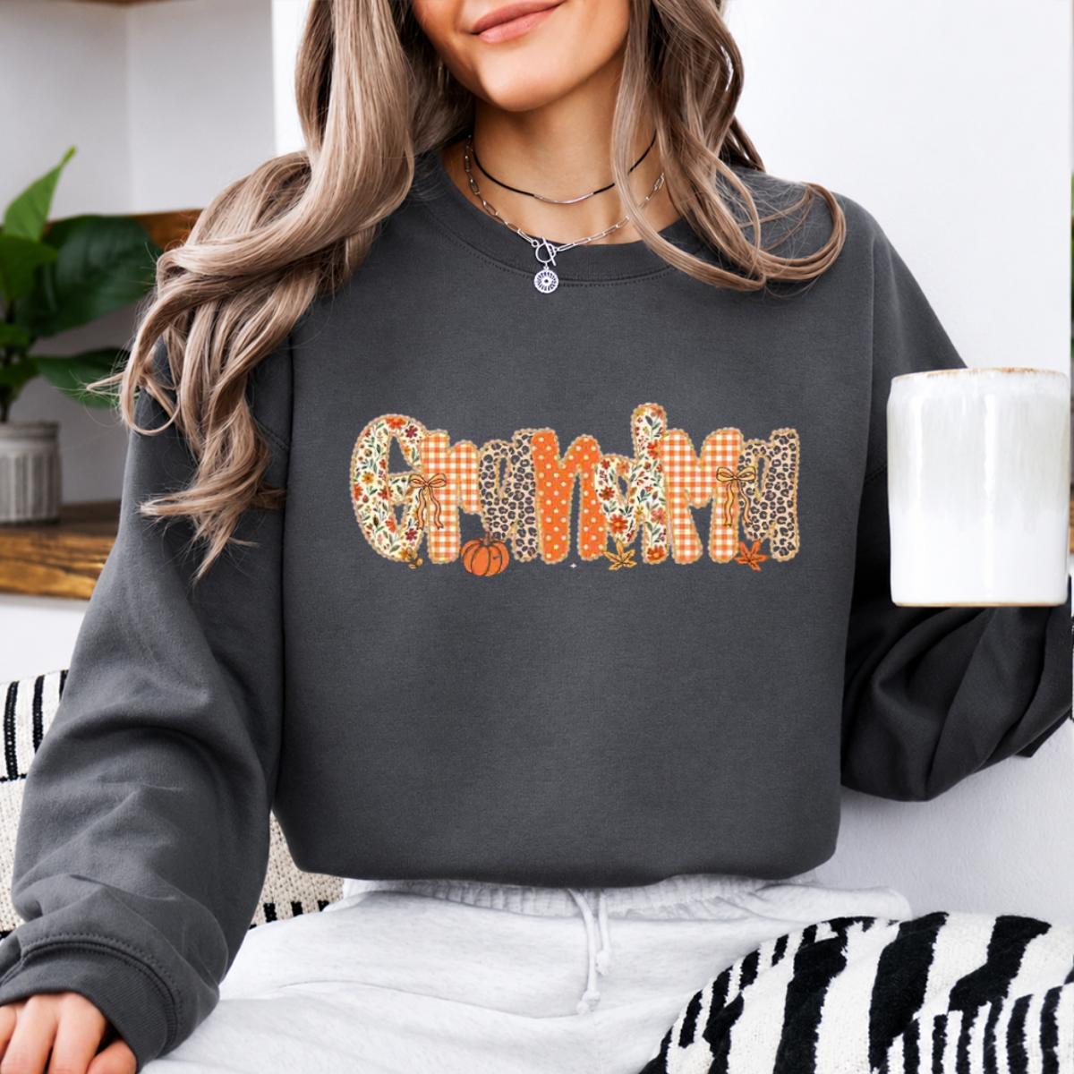 Mama Mimi Nana Grandma Fall Pumpkin Sweatshirt Floral Leopard Crewneck
