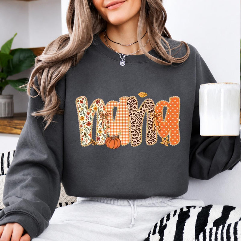 Mama Mimi Nana Grandma Fall Pumpkin Sweatshirt Floral Leopard Crewneck
