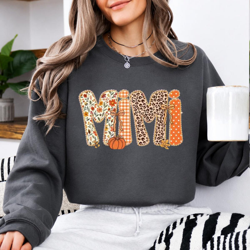 Mama Mimi Nana Grandma Fall Pumpkin Sweatshirt Floral Leopard Crewneck