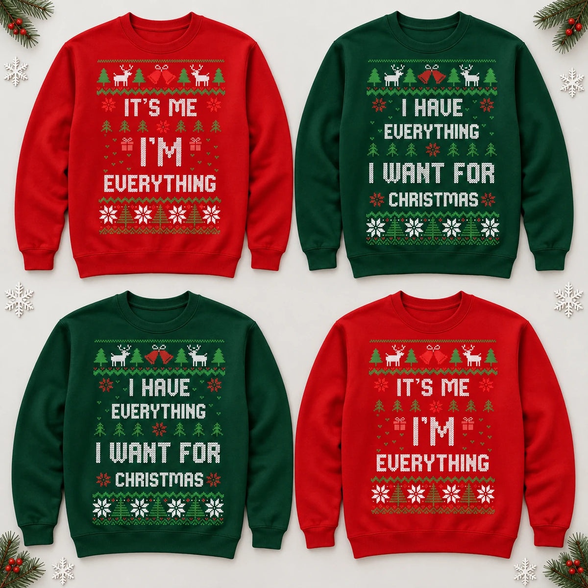 Matching Couple Christmas Sweatshirt Funny Holiday Partner Graphic Pullover
