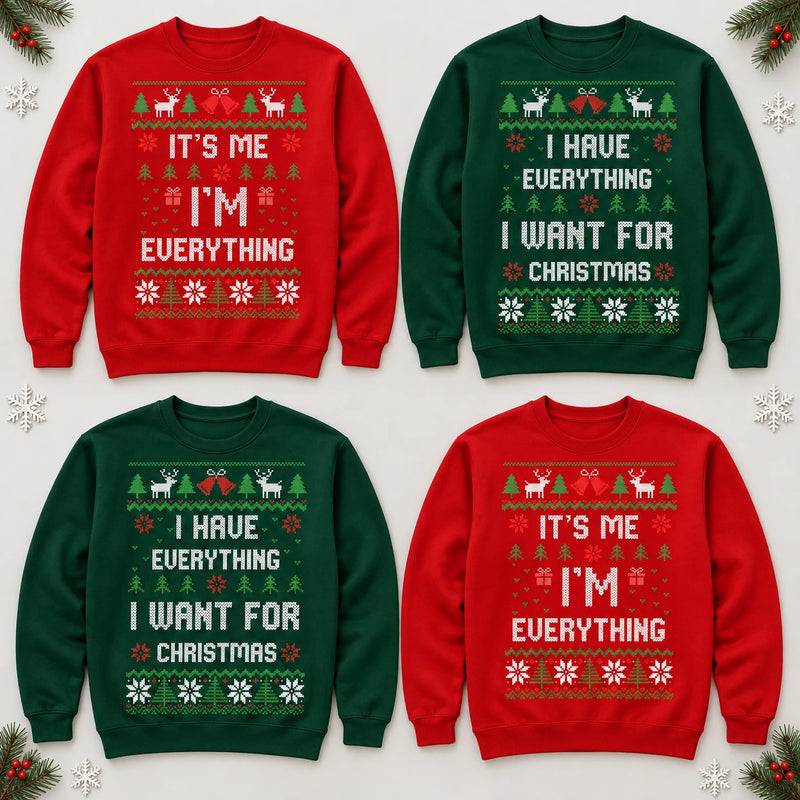 Matching Couple Christmas Sweatshirt Funny Holiday Partner Graphic Pullover