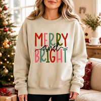 Merry and Bright Christmas Sweatshirt for Women Cute Holiday Quote Design