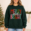 Merry and Bright Christmas Sweatshirt for Women Cute Holiday Quote Design