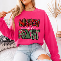 Merry and Bright Sweatshirt Merry and Bright Christmas Holiday Women Cute Patchwork Design