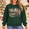 Merry CHRISTmas Christian Cross Sweatshirt, Vintage Pastel Tree Holiday Design