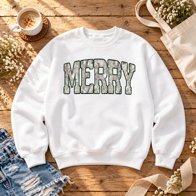 Merry Christmas Sweatshirt Camo Letter Holiday For Women Rustic Winter Outfit