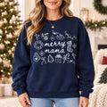 Merry Mama Christmas Sweatshirt Cute Holiday Doodles Graphic Sweater for Women
