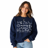 Merry Mama Christmas Sweatshirt Merry Mama Christmas Women Cute Holiday Doodle Design