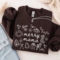 Merry Mama Christmas Sweatshirt Merry Mama Christmas Women Cute Holiday Doodle Design