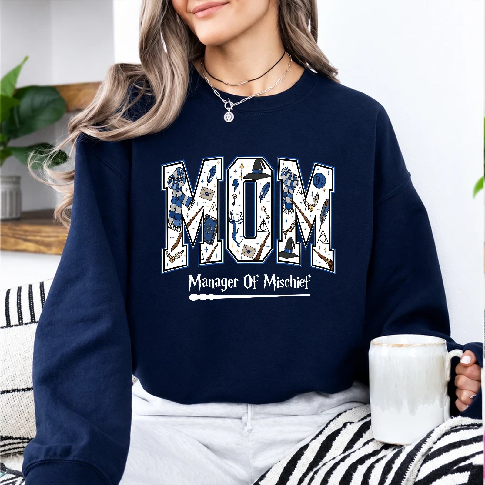 Mom Sweatshirt Manager Of Mischief Hand Drawn Magical Style