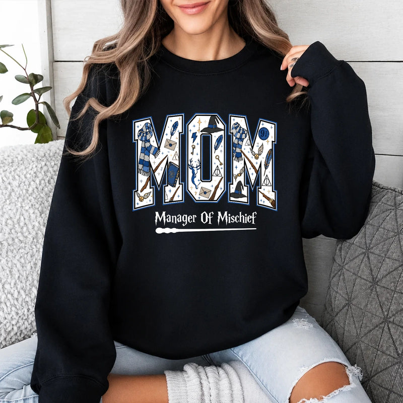 Mom Sweatshirt Manager Of Mischief Hand Drawn Magical Style
