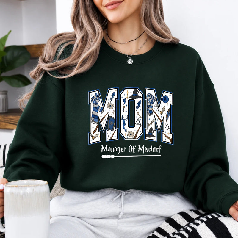 Mom Sweatshirt Manager Of Mischief Hand Drawn Magical Style