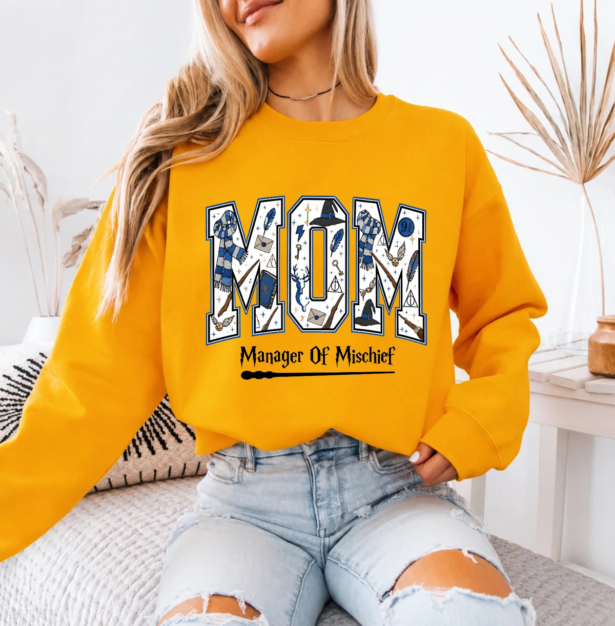 Mom Sweatshirt Manager Of Mischief Hand Drawn Magical Style