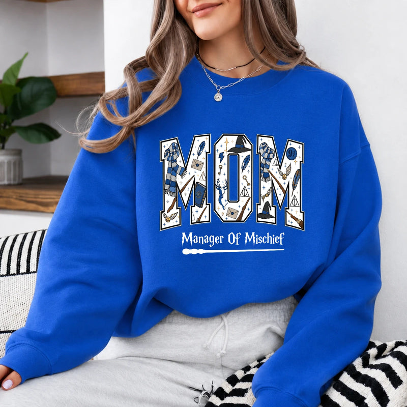 Mom Sweatshirt Manager Of Mischief Hand Drawn Magical Style