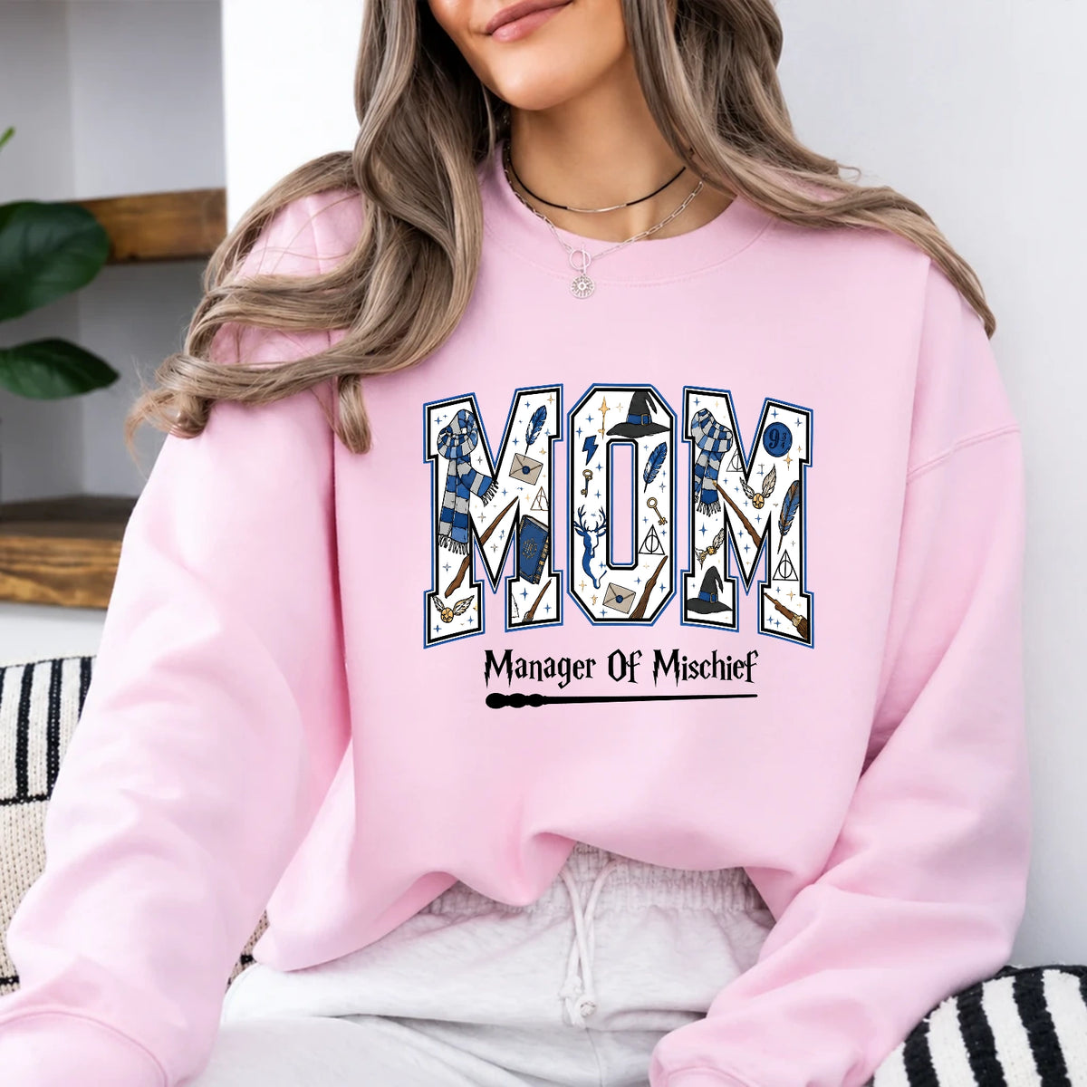 Mom Sweatshirt Manager Of Mischief Hand Drawn Magical Style