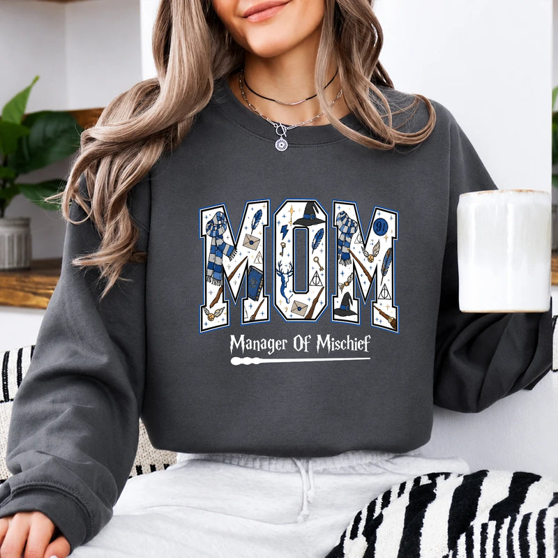 Mom Sweatshirt Manager Of Mischief Hand Drawn Magical Style