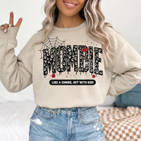 Mombie Halloween Like A Zombie But With Kids Sweatshirt Spooky Mom Life Fall Women Funny Graphic