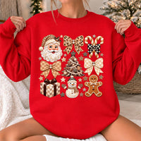 Neutral Christmas Graphic Santa Gingerbread Snowman Sweatshirt Holiday Women Vintage Coquette Design