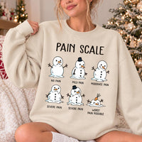 Nurse Christmas Gift Pain Scale Snowman Sweatshirt Holiday Healthcare Women Cute Medical Humor Design