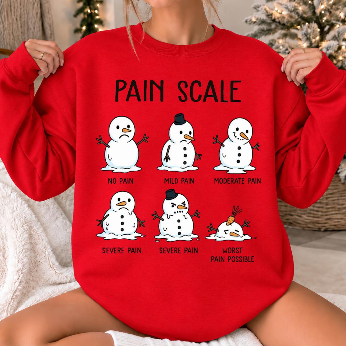 Nurse Christmas Gift Pain Scale Snowman Sweatshirt Holiday Healthcare Women Cute Medical Humor Design
