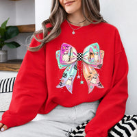Pastel Ghost Bow Beachy Spooky Season Sweatshirt and T-Shirt Halloween Women Coquette Retro