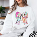 Pastel Ghost Bow Beachy Spooky Season Sweatshirt and T-Shirt Halloween Women Coquette Retro