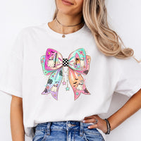 Pastel Ghost Bow Beachy Spooky Season Sweatshirt and T-Shirt Halloween Women Coquette Retro