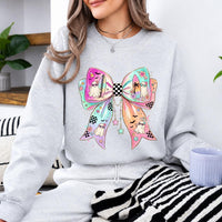 Pastel Ghost Bow Beachy Spooky Season Sweatshirt and T-Shirt Halloween Women Coquette Retro