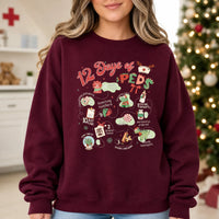 Pediatric Nurse Christmas 12 Days of Peds Holiday Workwear Cute Retro Sweatshirt
