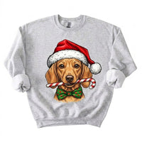 Personalized 50+ Dog Breed Christmas Sweatshirt, Custom Santa Hat Candy Cane Pet Portrait, Dog Mom and Dog Dad Holiday Gift