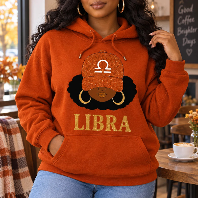 Personalized Afro Zodiac Hoodie, Horoscope Sign Portrait