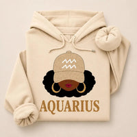 Personalized Afro Zodiac Hoodie, Horoscope Sign Portrait