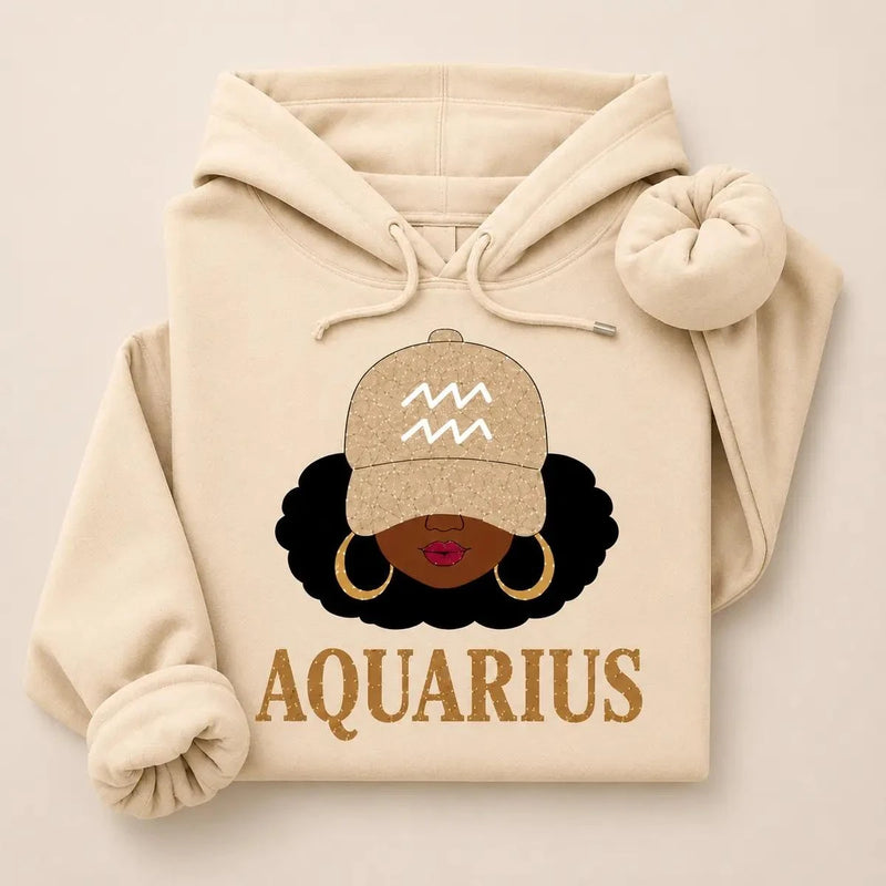 Personalized Afro Zodiac Hoodie, Horoscope Sign Portrait