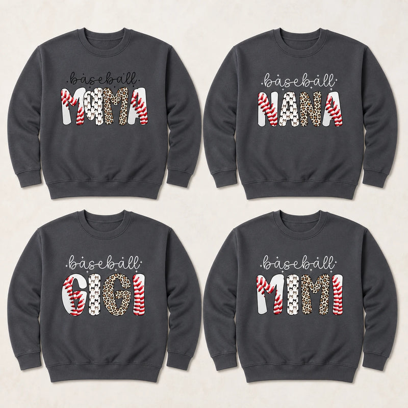 Personalized Baseball Mama Sweatshirt, Custom Family Role Crewneck, Baseball Mom Grandma Aunt Game Day Gift