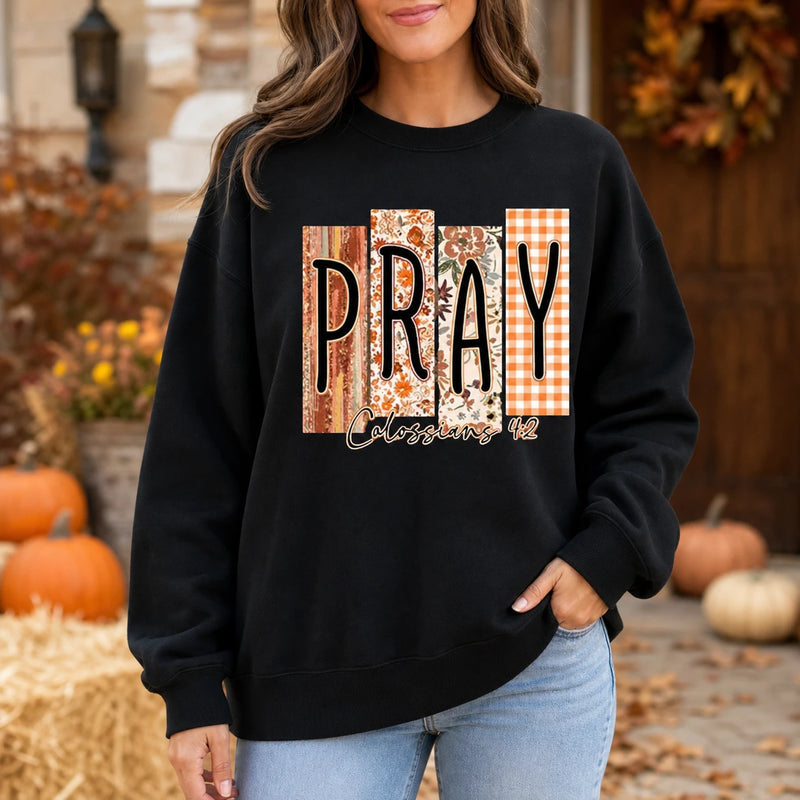 Personalized Christian Fall Sweatshirt, Choose Pray Believe Grace or Joy Bible Verse Autumn Faith Gift