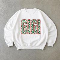 Personalized Christmas Grandma Sweatshirt, Custom Family Nickname Holly Berry Design, Choose Mama Gigi Mimi Aunt Mom Text, Holiday Gift for Her