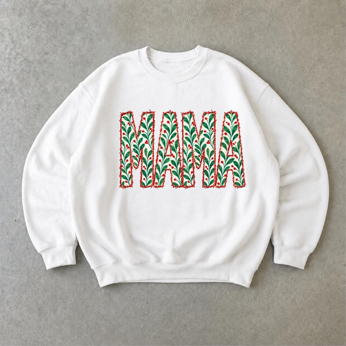 Personalized Christmas Grandma Sweatshirt, Custom Family Nickname Holly Berry Design, Choose Mama Gigi Mimi Aunt Mom Text, Holiday Gift for Her