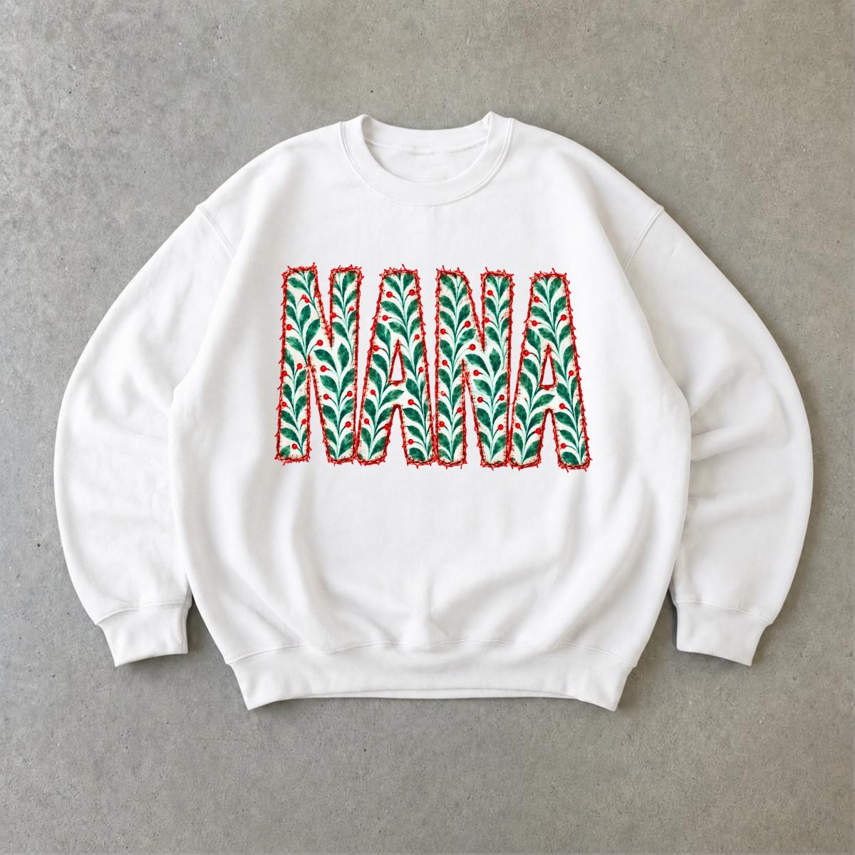 Personalized Christmas Grandma Sweatshirt, Custom Family Nickname Holly Berry Design, Choose Mama Gigi Mimi Aunt Mom Text, Holiday Gift for Her