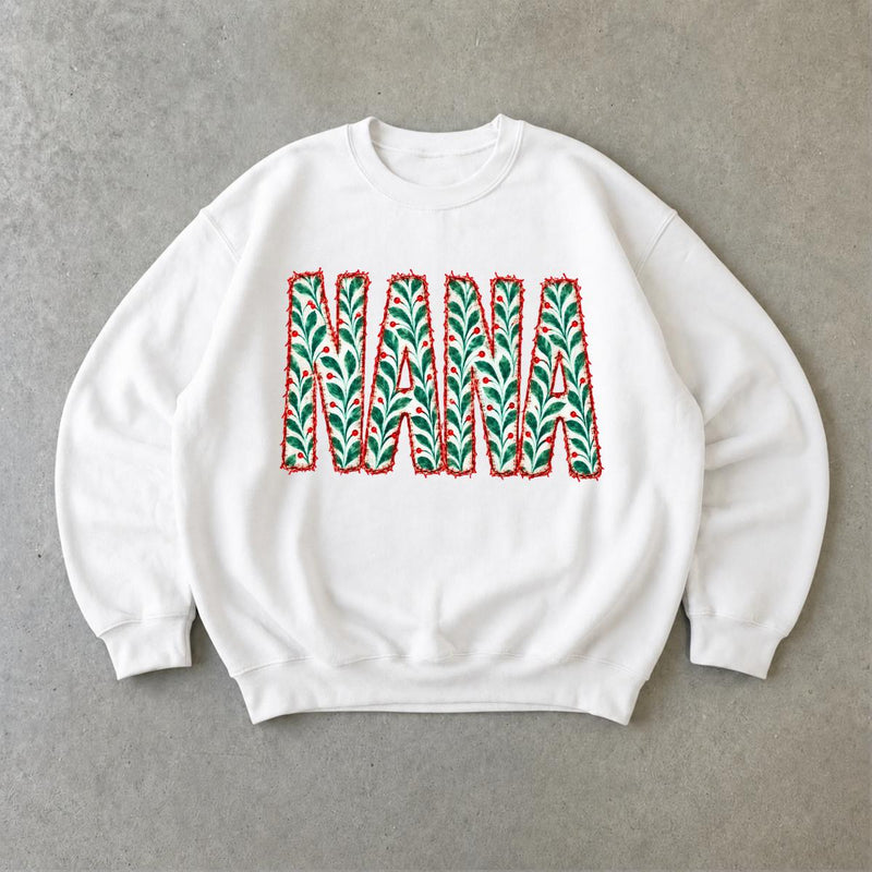 Personalized Christmas Grandma Sweatshirt, Custom Family Nickname Holly Berry Design, Choose Mama Gigi Mimi Aunt Mom Text, Holiday Gift for Her