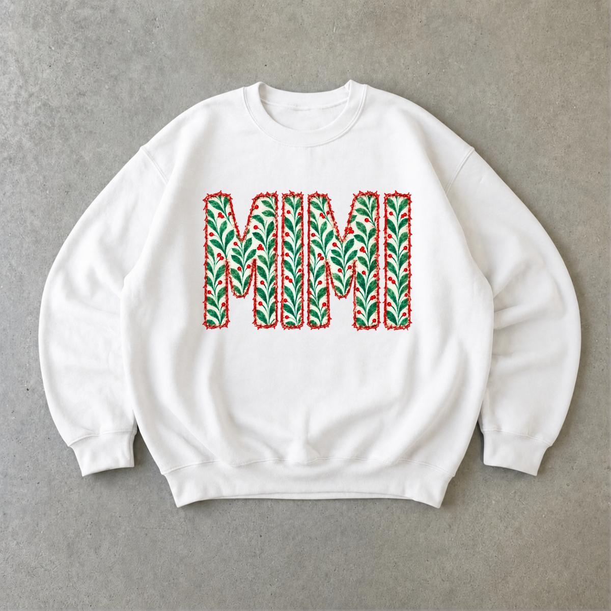 Personalized Christmas Grandma Sweatshirt, Custom Family Nickname Holly Berry Design, Choose Mama Gigi Mimi Aunt Mom Text, Holiday Gift for Her