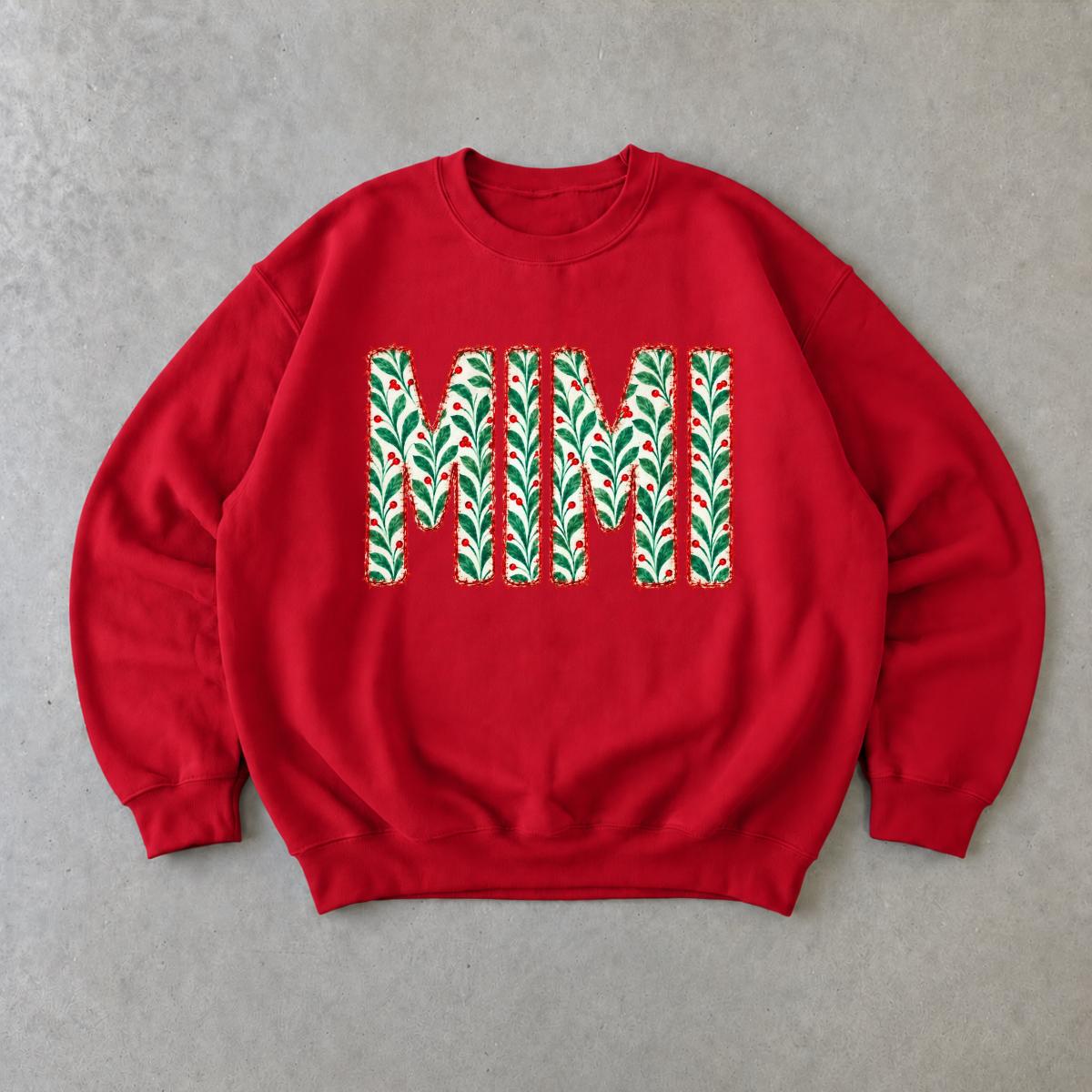 Personalized Christmas Grandma Sweatshirt, Custom Choose Your Family Name, Mama Nana Gigi Mimi Mom Aunt Abuela Holiday Gift