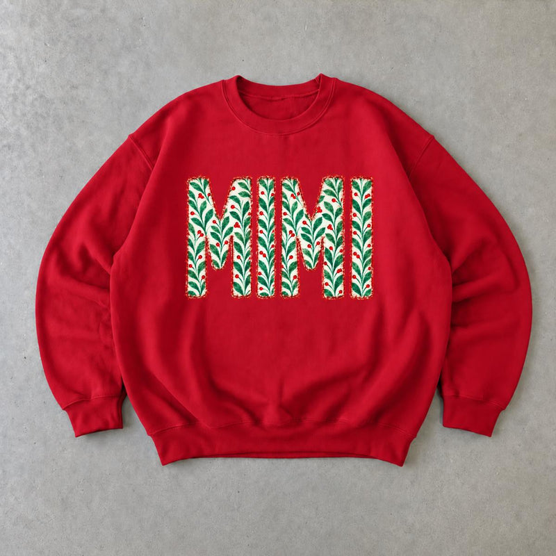 Personalized Christmas Grandma Sweatshirt, Custom Choose Your Family Name, Mama Nana Gigi Mimi Mom Aunt Abuela Holiday Gift
