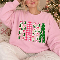 Personalized Christmas Mom Sweatshirt, Custom Choose Your Family Title, Mama Grandma Gigi Aunt Holiday Coquette Gift