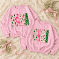 Personalized Christmas Mom Sweatshirt, Custom Choose Your Family Title, Mama Grandma Gigi Aunt Holiday Coquette Gift