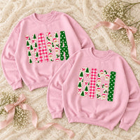 Personalized Christmas Mom Sweatshirt, Custom Choose Your Family Title, Mama Grandma Gigi Aunt Holiday Coquette Gift