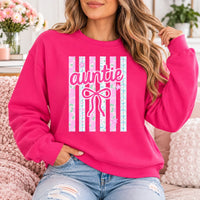 Personalized Coquette Bow Mama Sweatshirt, Custom Choose Your Nickname Gammy Mimi Gigi Nana, Pink Stripe Gift for Grandma, Heliconia
