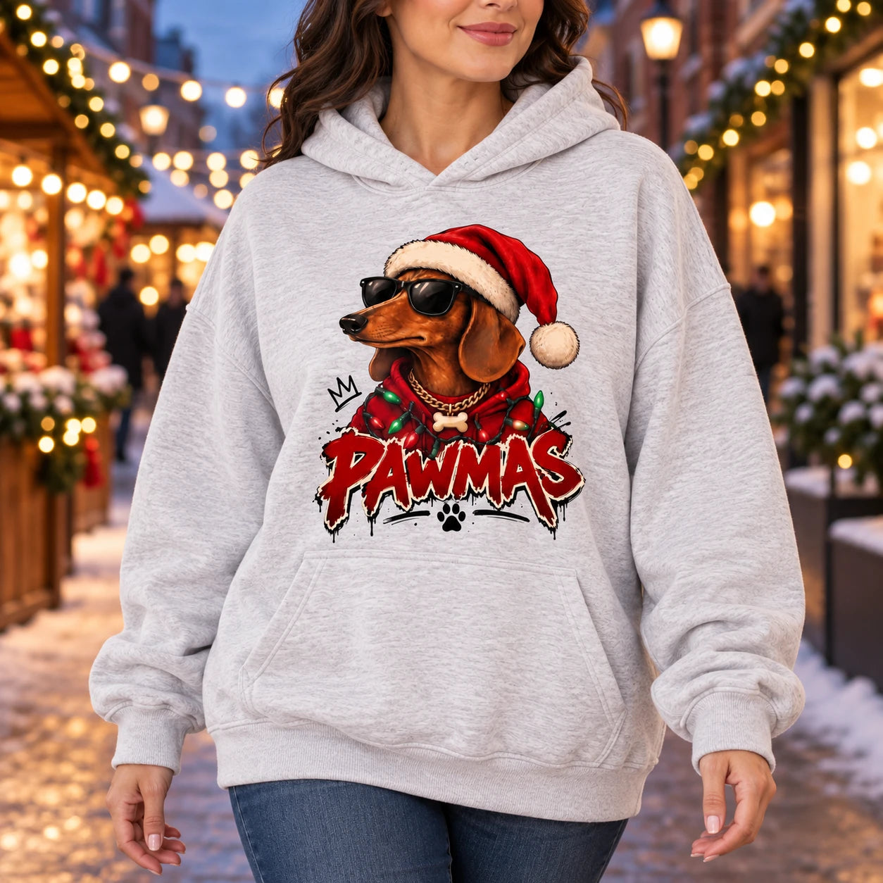 Personalized Dog Breed Christmas Hoodie, 50+ Breed Choices, Santa Pawmas Gift for Dog Lovers