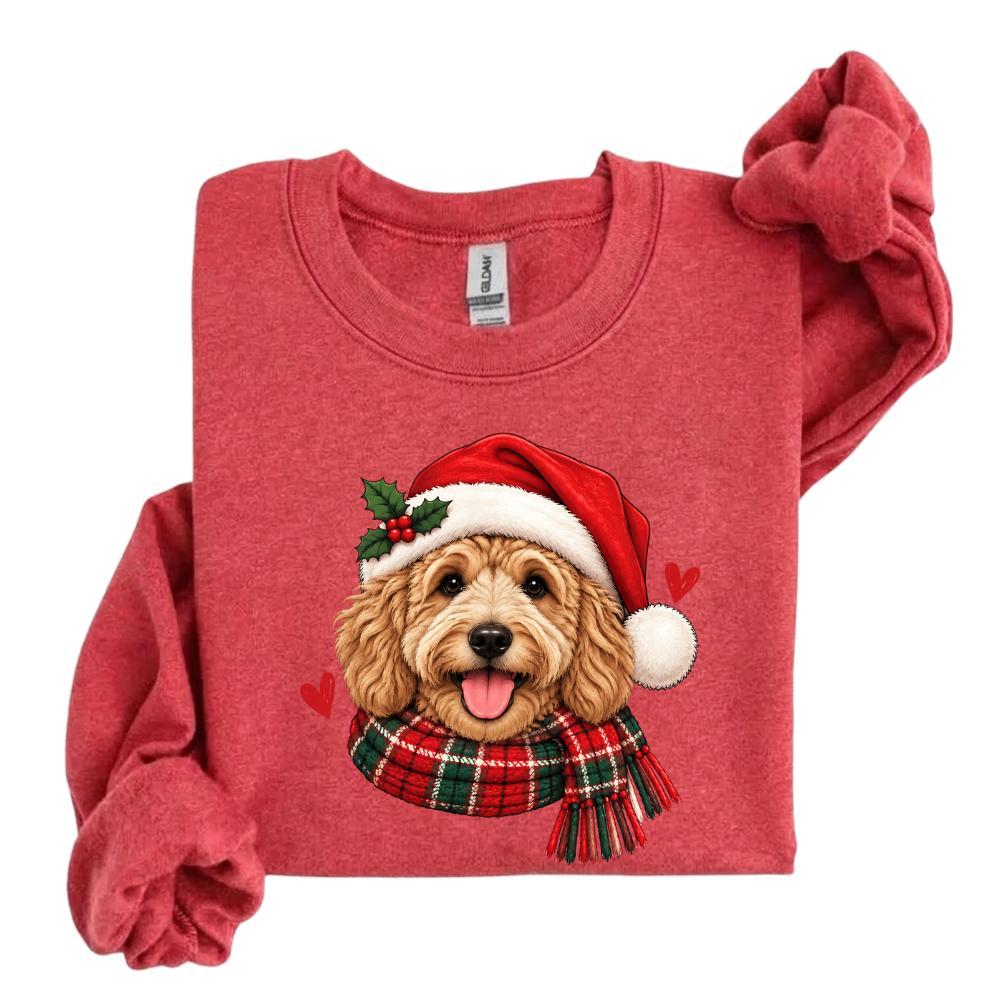 Personalized Dog Breed Christmas Sweatshirt, Custom Choose from 50+ Breeds, Festive Santa Dog Portrait for Dog Mom, Holiday Dog Lover Gift